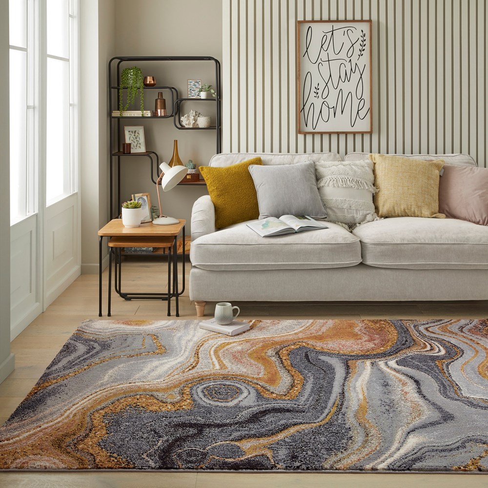 Concept Looms Amara AMA107 Marble Rugs in Blue Bronze